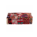 Patchwork Pouffe Square Cotton Handmade 50 X 50 X 12 Cm Red