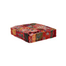 Patchwork Pouffe Square Cotton Handmade 50 X 50 X 12 Cm Red