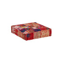 Patchwork Pouffe Square Cotton Handmade 50 X 50 X 12 Cm Red