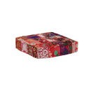 Patchwork Pouffe Square Cotton Handmade 50 X 50 X 12 Cm Red