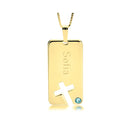 Personalized Birthstone Cross Bar Name Necklace