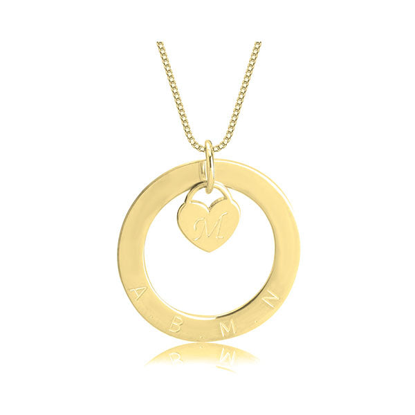 Personalized Disc Necklace With Inside Heart