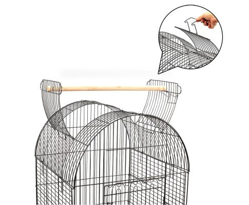 Pet Bird Cage with Stainless Steel Feeders Black