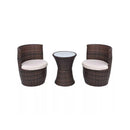 Piece Bistro Set With Cushions Poly Rattan Brown