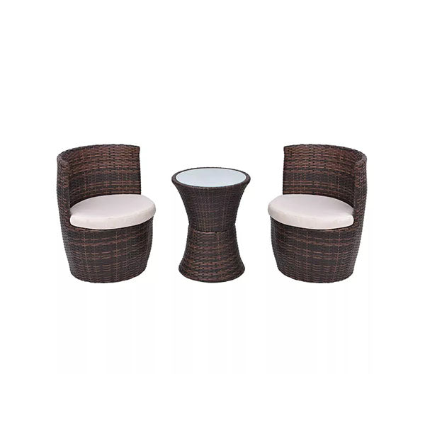 Piece Bistro Set With Cushions Poly Rattan Brown