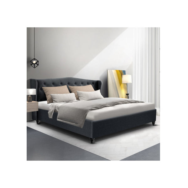 Pier Bed Frame Fabric Charcoal King