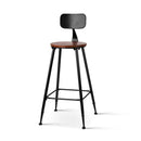 Pine Wood Metal Frame Bar Stools Set of 2