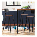 Pine Wood Metal Frame Bar Stools Set of 2