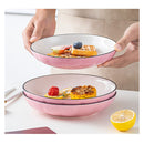 Pink Ceramic Dinnerware Set Of 10C