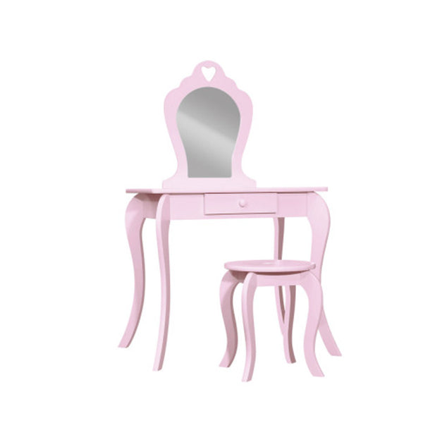 Pink Kids Vanity Dressing Table Stool Set Mirror Makeup