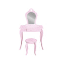 Pink Kids Vanity Dressing Table Stool Set Mirror Makeup