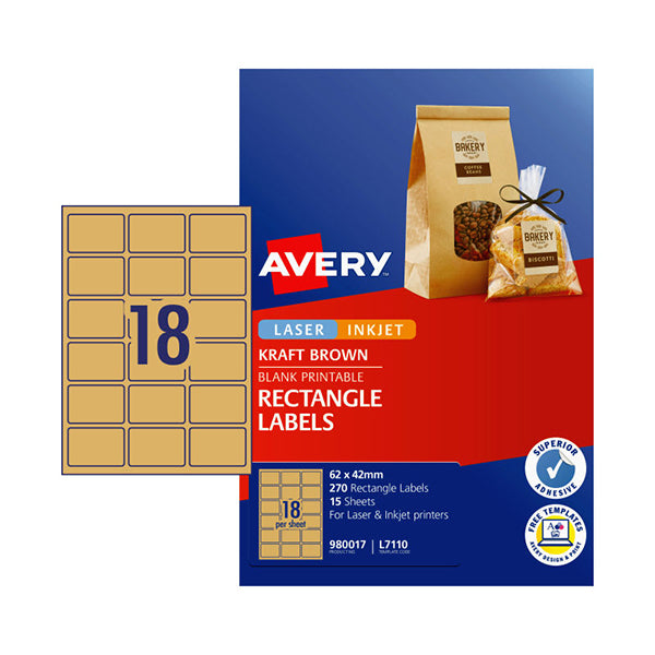 Avery Label Rectangle Brown L7110 Pack Of 270