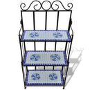 Plant Stand Display Mosaic Pattern - Blue/White