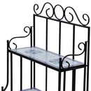 Plant Stand Display Mosaic Pattern - Blue/White