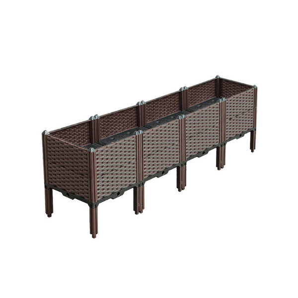160Cm Single Row 4 Boxes Raised Planter Box With Legs Deepen