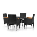 Poly Rattan Black 5 Piece Garden Dining Set