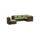 Poly Rattan Brown 5 Piece Garden Lounge Set With Cushions Fabric