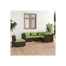 Poly Rattan Brown 5 Piece Garden Lounge Set With Cushions Fabric