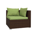 Poly Rattan Brown 5 Piece Garden Lounge Set With Cushions Fabric