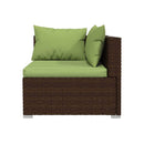 Poly Rattan Brown 5 Piece Garden Lounge Set With Cushions Fabric