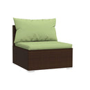 Poly Rattan Brown 5 Piece Garden Lounge Set With Cushions Fabric