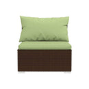 Poly Rattan Brown 5 Piece Garden Lounge Set With Cushions Fabric