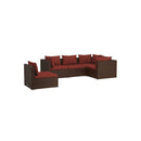 Poly Rattan Brown 5 Piece Garden Lounge Set With Cushions Fabric