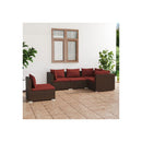 Poly Rattan Brown 5 Piece Garden Lounge Set With Cushions Fabric