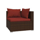 Poly Rattan Brown 5 Piece Garden Lounge Set With Cushions Fabric