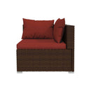 Poly Rattan Brown 5 Piece Garden Lounge Set With Cushions Fabric