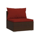 Poly Rattan Brown 5 Piece Garden Lounge Set With Cushions Fabric