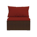 Poly Rattan Brown 5 Piece Garden Lounge Set With Cushions Fabric