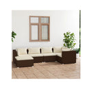 Poly Rattan Brown 6 Piece Garden Lounge Set With Cushions