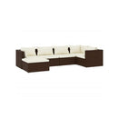 Poly Rattan Brown 6 Piece Garden Lounge Set With Cushions