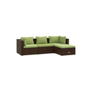 Poly Rattan Brown Garden Lounge Set 4 Piece With Cushions