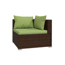 Poly Rattan Brown Garden Lounge Set 4 Piece With Cushions