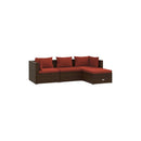 Poly Rattan Brown Garden Lounge Set 4 Piece With Cushions