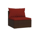 Poly Rattan Brown Garden Lounge Set 4 Piece With Cushions