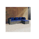 Poly Rattan Brown Garden Lounge Set 4 Piece With Grey Cushions
