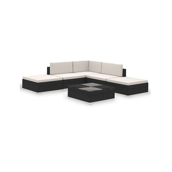 Poly Rattan Garden Seat Set (15 pcs.) - Black