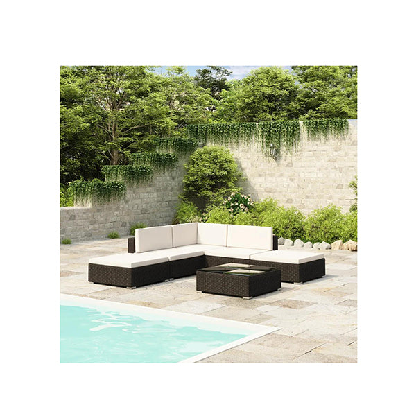 Poly Rattan Garden Seat Set (15 pcs.) - Black