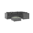 Poly Rattan Grey 5 Piece Lounge Garden Set with Cushions