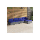 Poly Rattan Grey Garden Lounge Set 5 Piece With Cushions