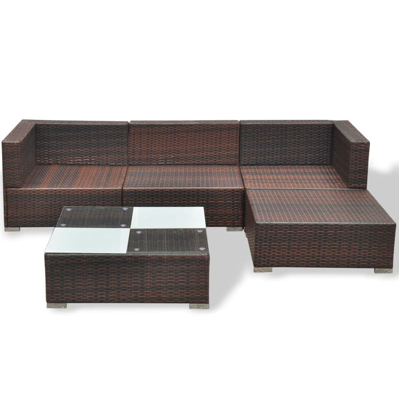 Poly Rattan 14-Piece Garden Sofa Set - Brown