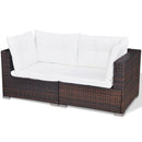 Poly Rattan 14-Piece Garden Sofa Set - Brown