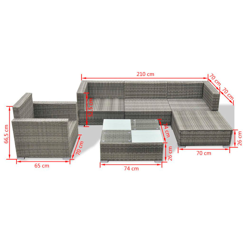 Poly Rattan 17-Piece Garden Sofa Set (Grey)
