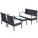 Poly Rattan 7-Piece Garden Sofa Set - Black