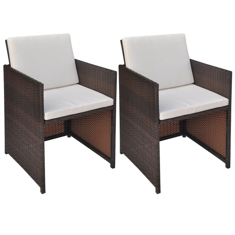 Poly Rattan Dining Chairs (2 Pcs) - Brown