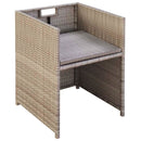 Poly Rattan Dining Chairs (2 Pcs) - Grey/Beige