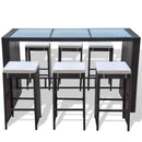 Poly Rattan Garden Bar Set (13 Pcs) - Brown